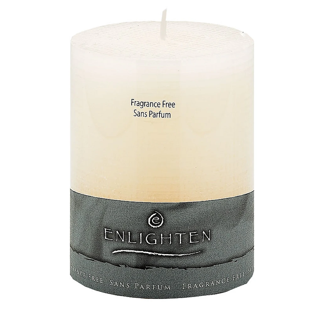 Enlighten Linen Unscented Pillar Candle - Ivory - 3 x 4inch