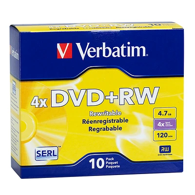 Verbatim 4.7GB DVD+RW 4X Storage Media - 10 pack