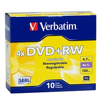 Verbatim 4.7GB DVD+RW 4X Storage Media - 10 pack