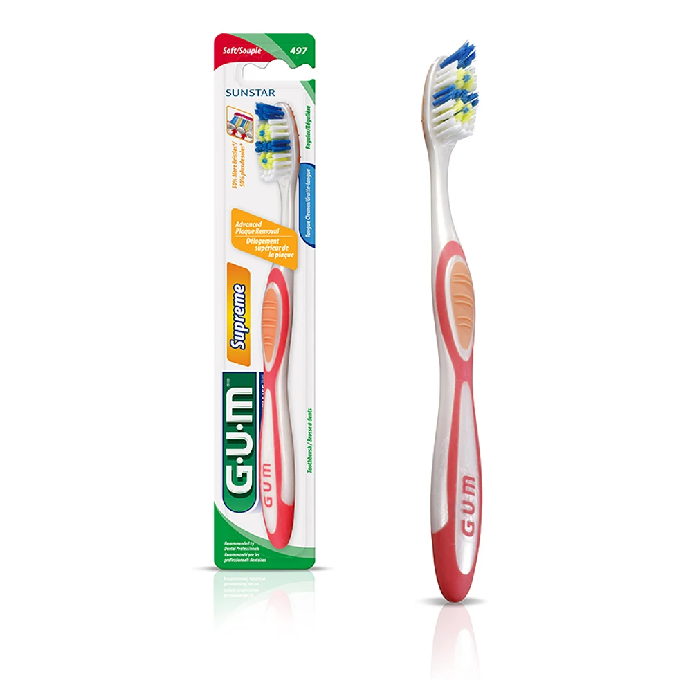 G.U.M Tooth Brush Supreme with Cheek and Tongue Cleaner - Soft