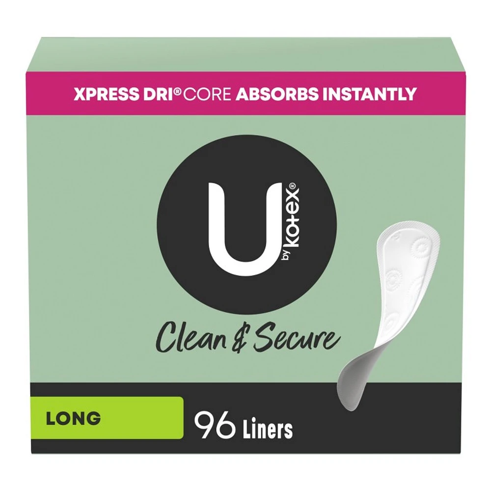 U by Kotex Clean & Secure Pantyliners - Long - 96's