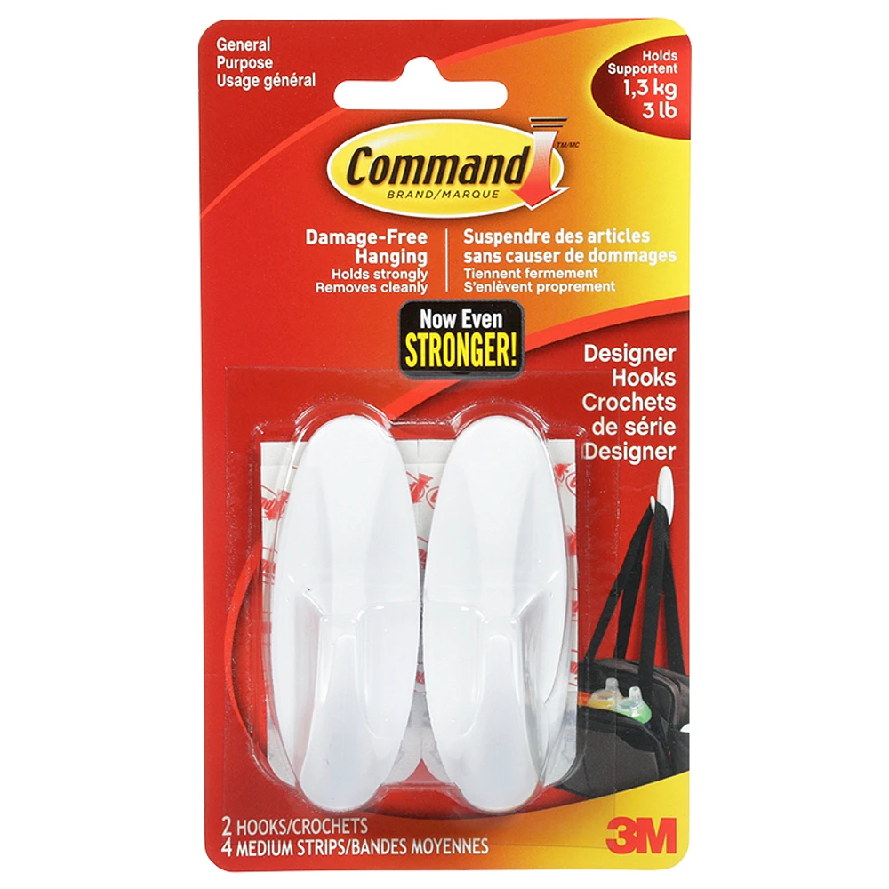 Command Medium Designer Hook - White - 2's