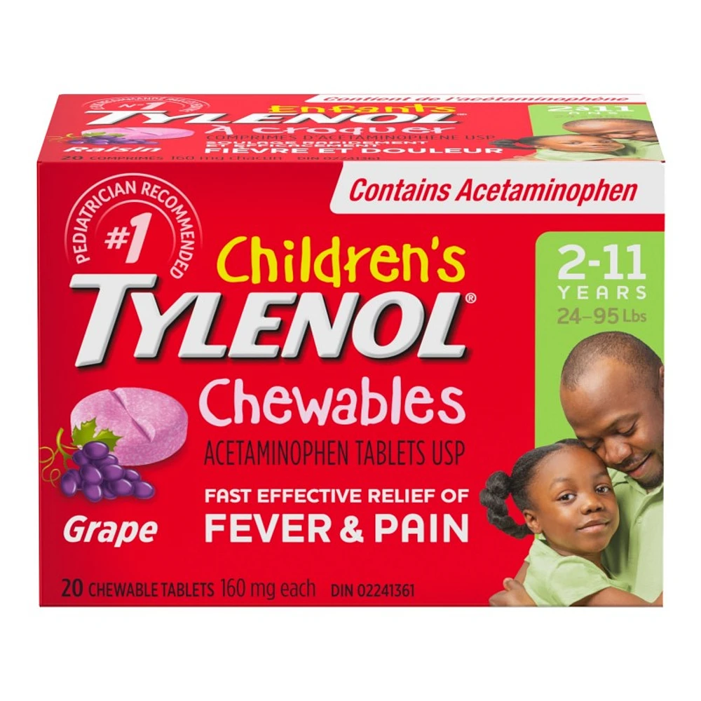 Tylenol* Children's Chewable Tablets Grape Punch - 160mg - 20's