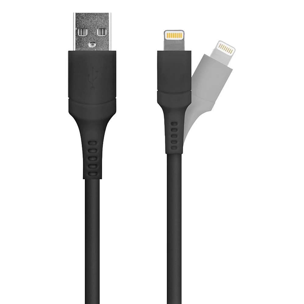 Logiix Sync & Charge 1.2M Anti-Stress Lightning Cable - Black - LGX12487