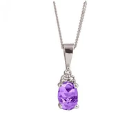 10K White Gold Amethyst Diamond Pendant