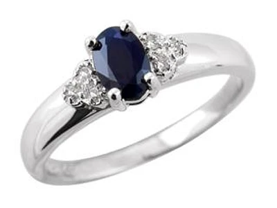 10K White Gold Sapphire Diamond 0.03CTW Ring