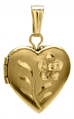 10K Yellow Gold Engraved Heart Locket