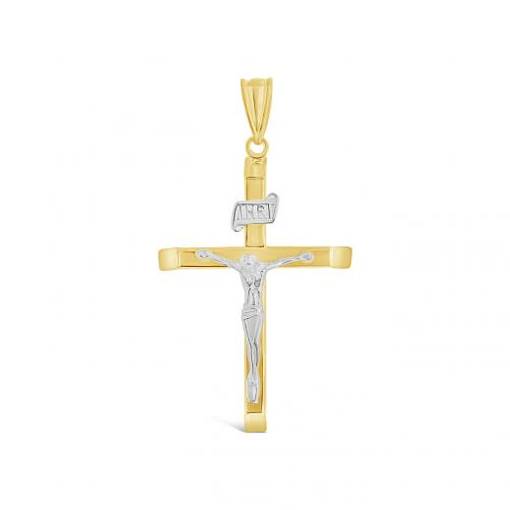 10K Yellow and White Gold Crucifix Pendant