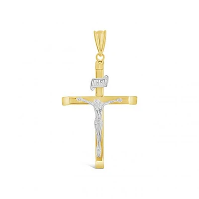 10K Yellow and White Gold Crucifix Pendant
