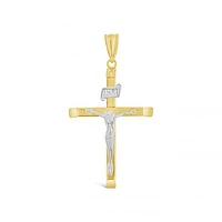 10K Yellow and White Gold Crucifix Pendant