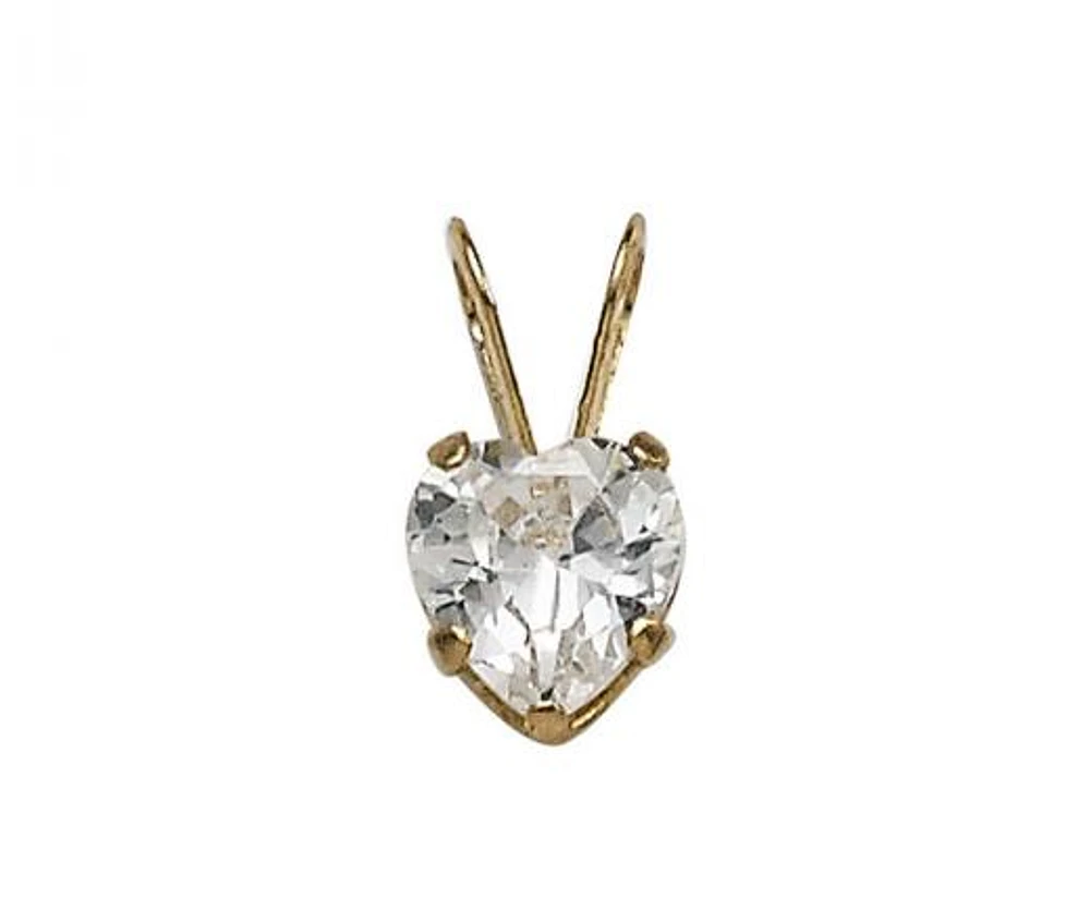 10K Yellow Gold 13" 5mm White Cubic Zirconia Heart