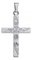 Sterling Silver 18" Engraved Cross