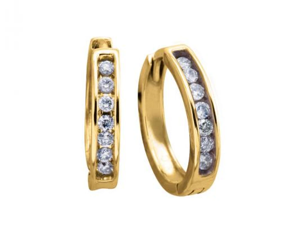 Yellow Gold 0.25CTW Diamond Huggies
