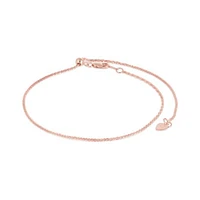 10K Rose Gold Adjustable to 11" 1.4 mm Sparkle Ankle Bracelet