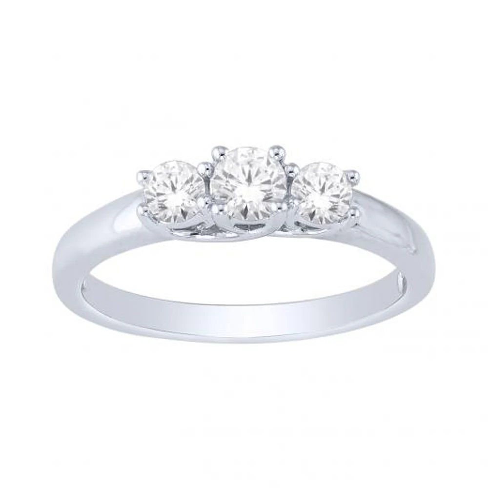 14K White Gold Three-Stone Ring