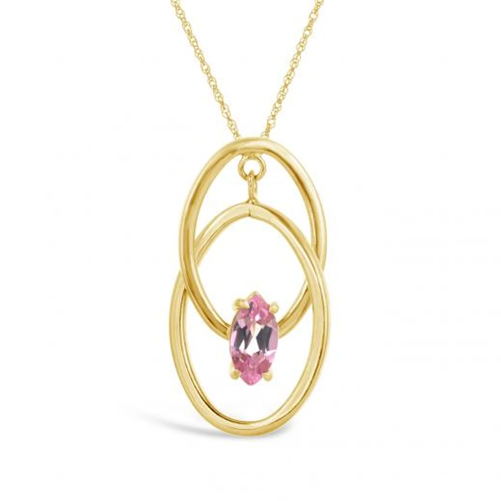 10K Yellow Gold Created Pink Sapphire Pendant