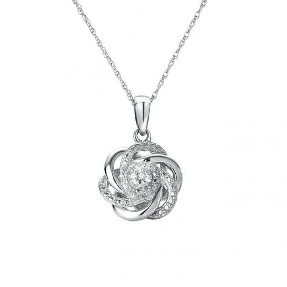 Sterling Silver Diamond Love Knot Pendant