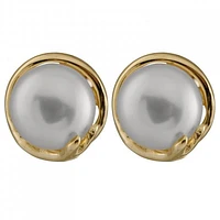 Freshwater White Pearl Yellow Gold Earrings