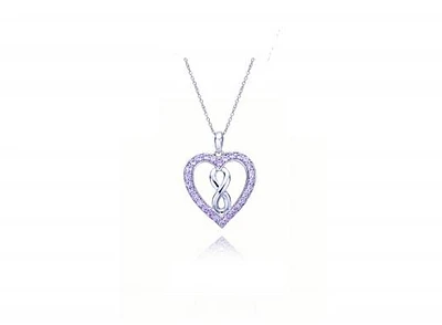 Sterling Silver Created Pink Sapphire Infinity Heart Pendant
