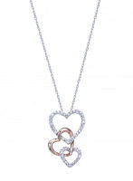 Sterling Silver Triple Heart Diamond Pendant