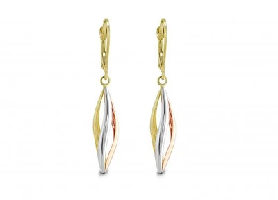10K Tri-Colour Gold Drop Earrings