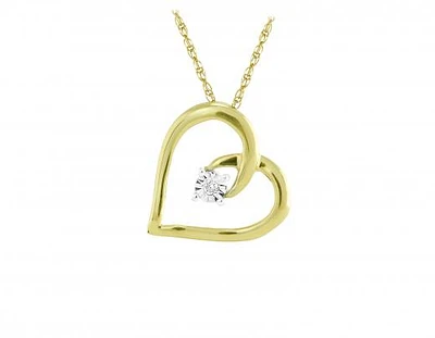 10KT Yellow Gold Diamond Heart Pendant