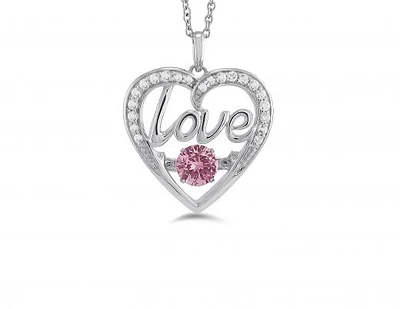 Sterling Silver Created Pink & Created White Sapphire Dancing Pendant