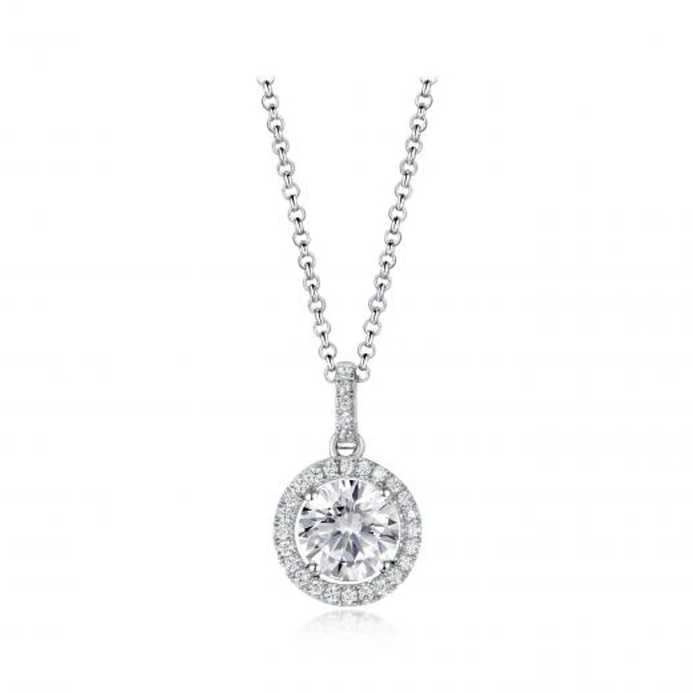 Sterling Silver Cubic Zirconia 19" Drop Pendant