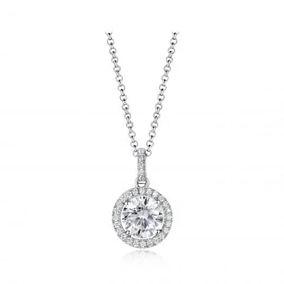 Sterling Silver Cubic Zirconia 19" Drop Pendant