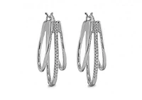 Sterling Silver 3 Row Drop Hoops