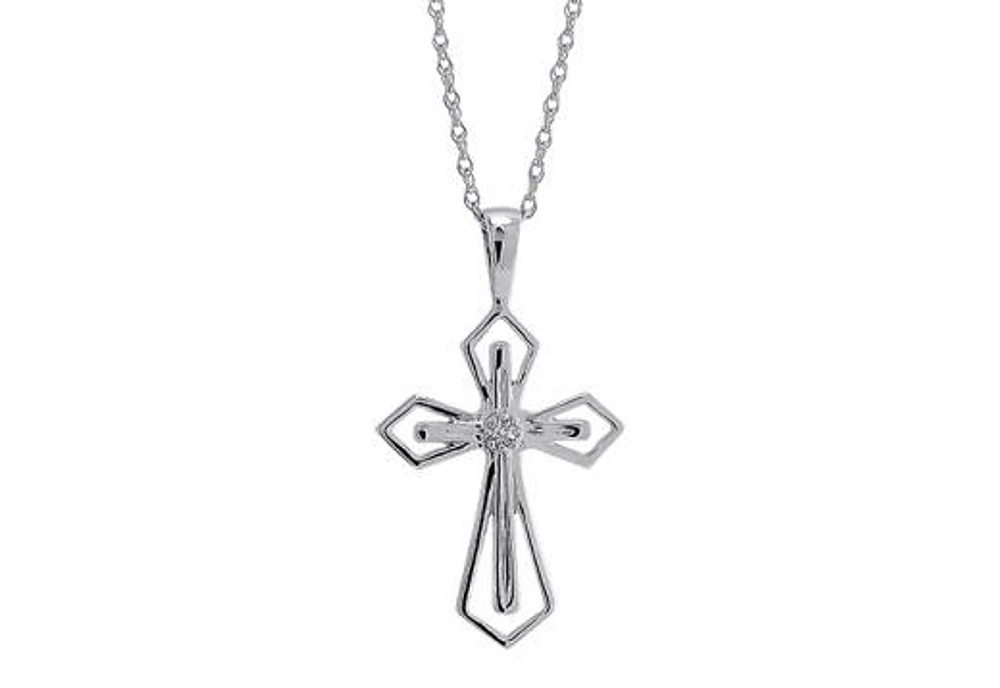 10K White Gold Cross Pendant