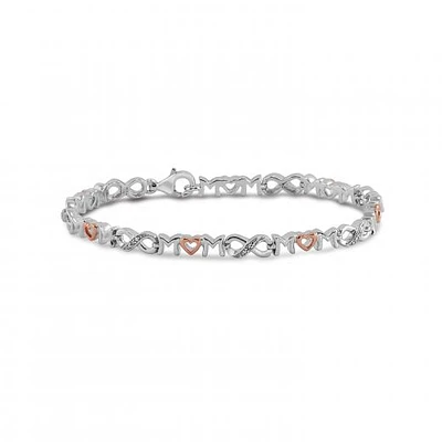 Sterling Silver & Rose Gold Diamond Infinity Mom Bracelet