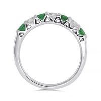 14K White Gold Emerald & 0.31CTW Diamond Ring