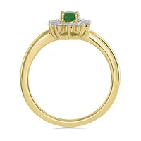 14K Yellow Gold Emerald & 0.31CTW Diamond Ring