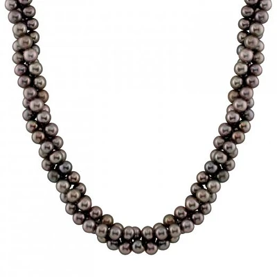 Triple Row Black Pearl Necklace