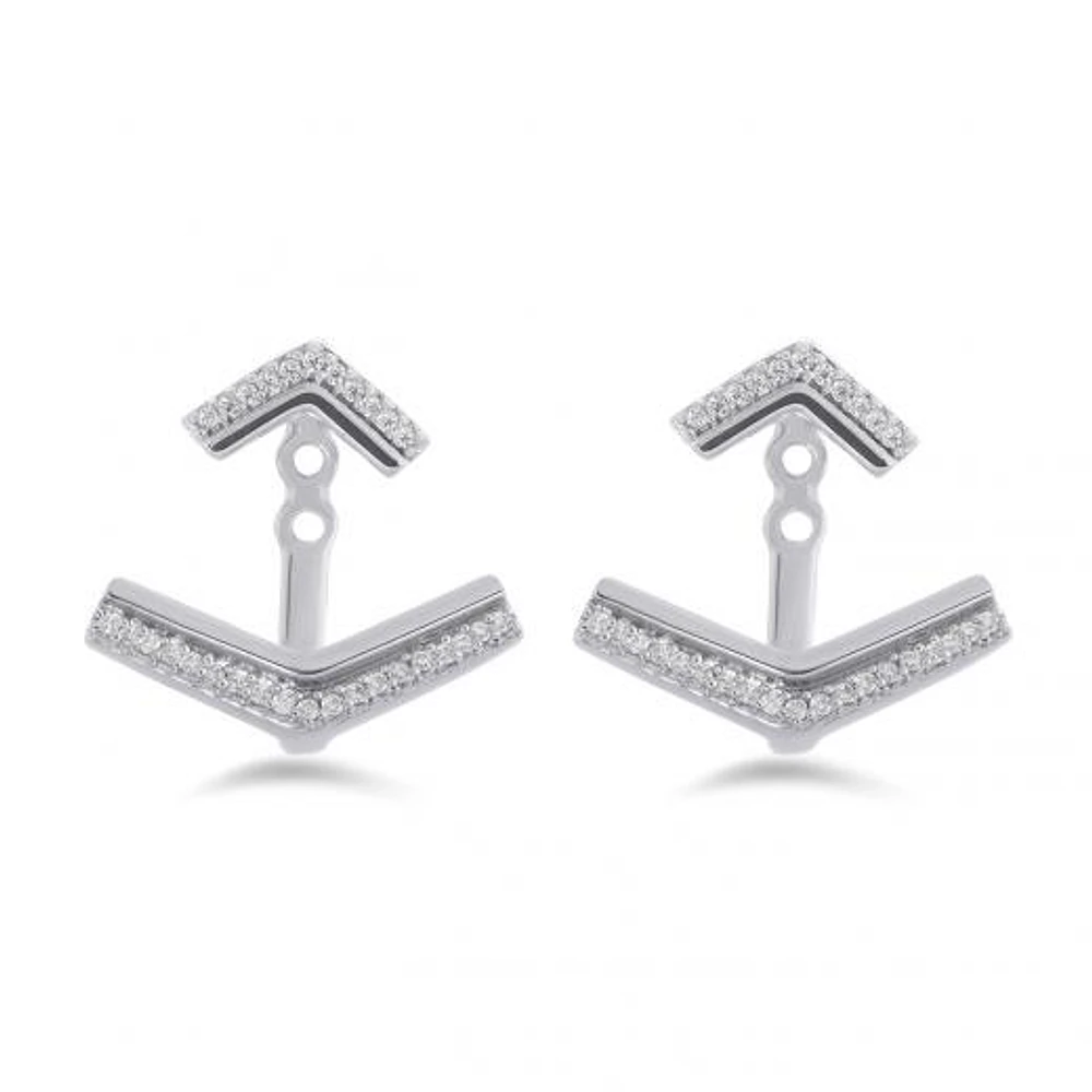 Sterling Silver 0.11CTW Front Back Earrings