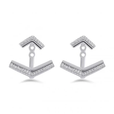 Sterling Silver 0.11CTW Front Back Earrings