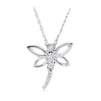 Sterling Silver 0.02CTW Dragonfly Pendant