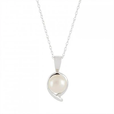10K White Gold Freshwater Pearl Pendant