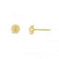 10K Yellow Gold 5mm Diamond Cut Half Ball Earrings