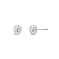 10K White Gold 5mm Diamond Cut Half Ball Earrings
