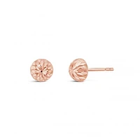 10K Rose Gold Diamond Cut Half Ball Earrings