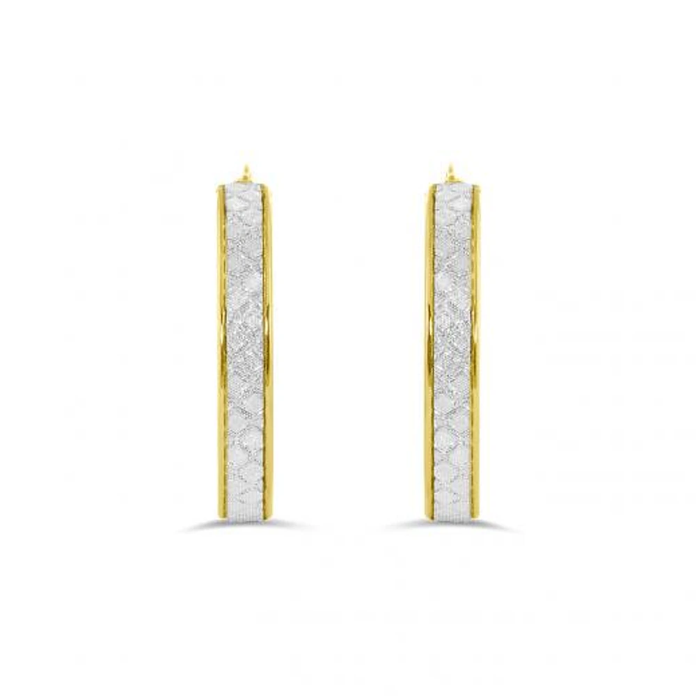 10K Yellow Gold Glitter Hoops