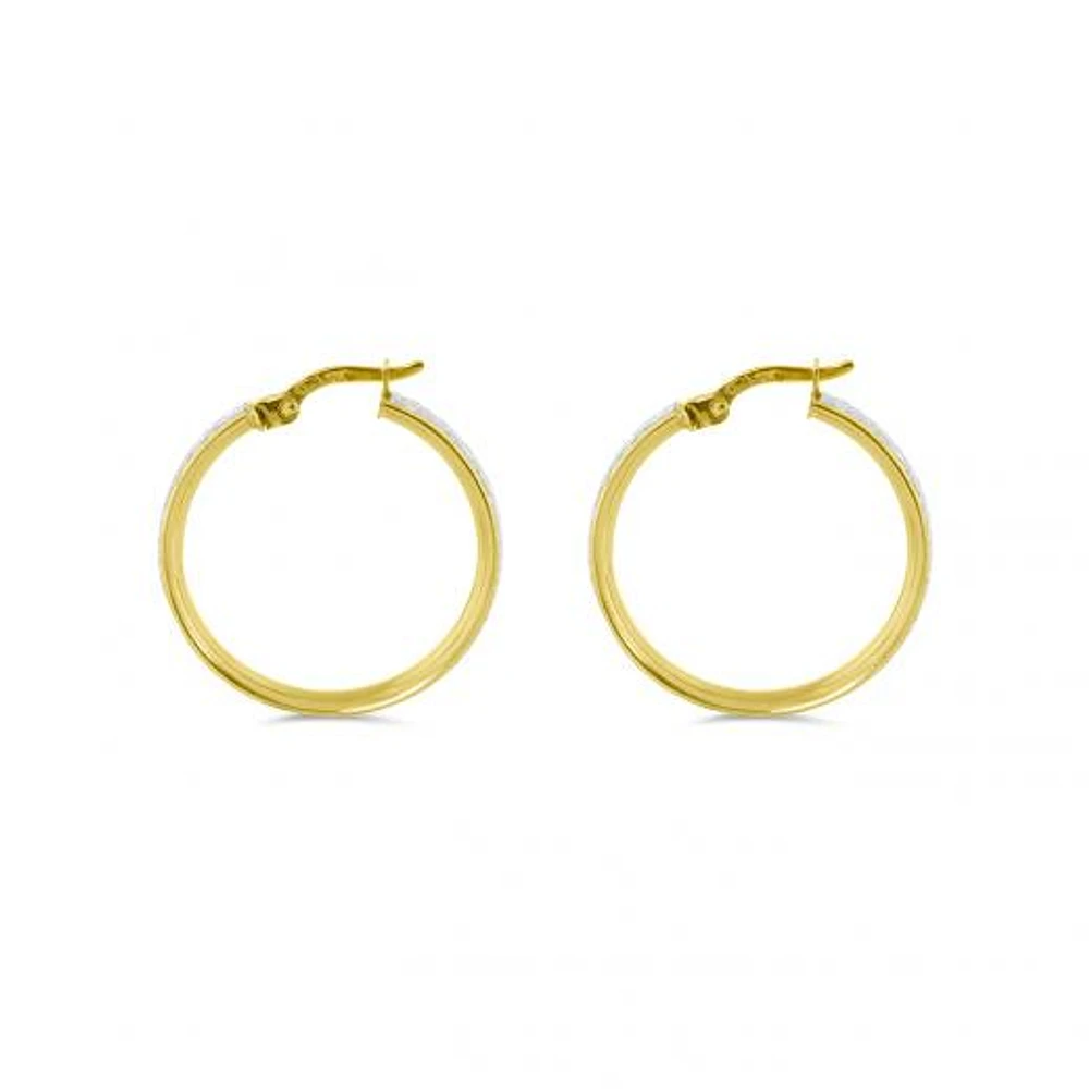 10K Yellow Gold Glitter Hoops