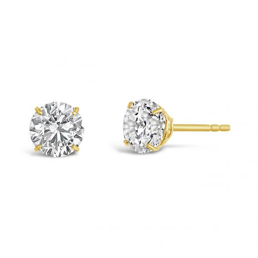 10K Yellow Gold 5mm Round Cubic Zirconia Studs