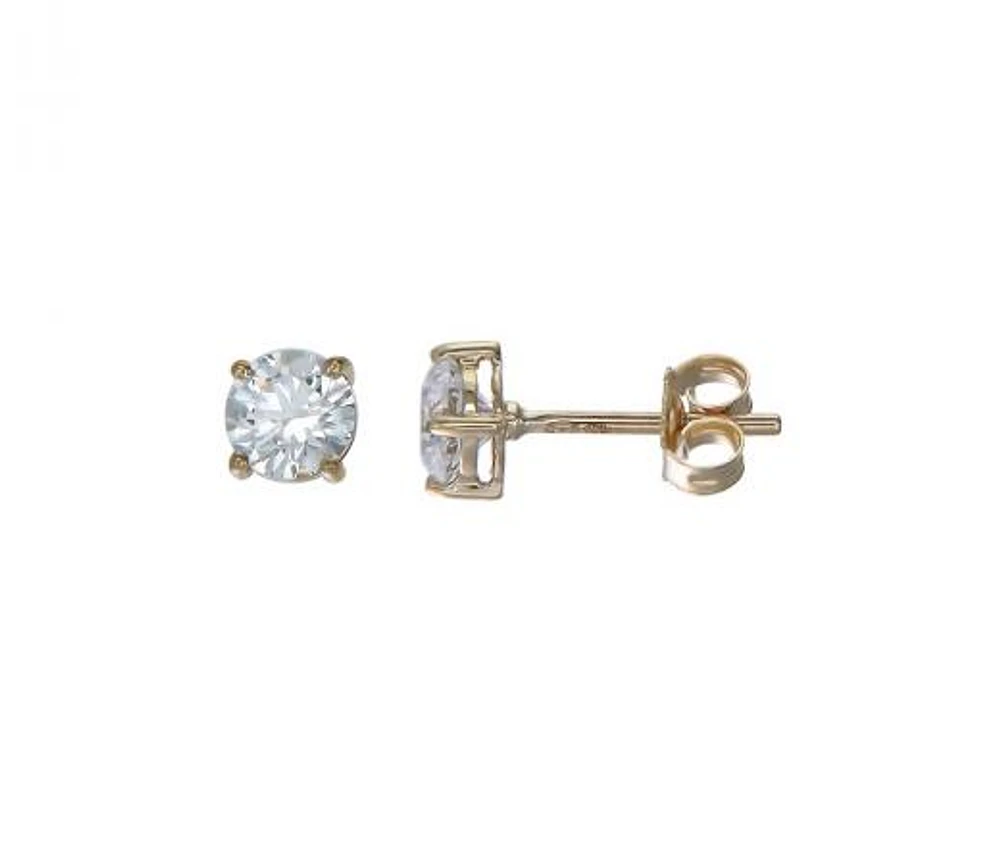 10K Yellow Gold 5mm Round Cubic Zirconia Studs