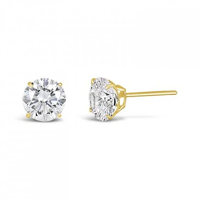 10K Gold 6mm Round Cubic Zirconia Studs