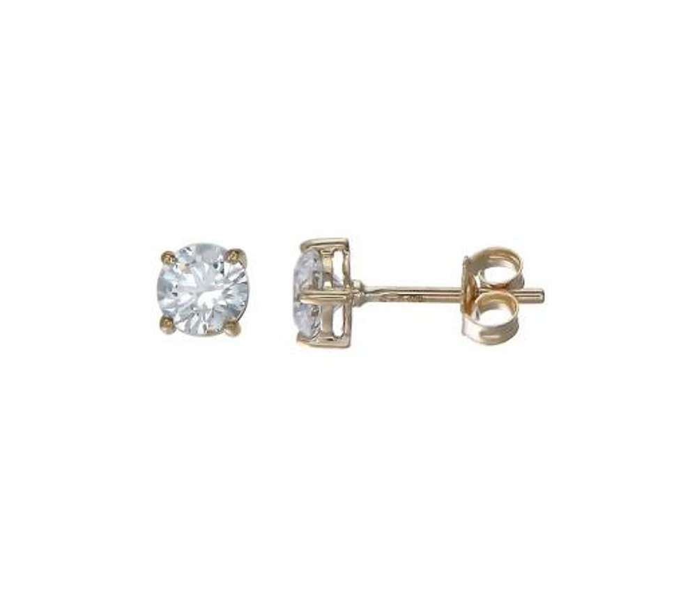 10K Yellow Gold 8mm Round Cubic Zirconia Studs