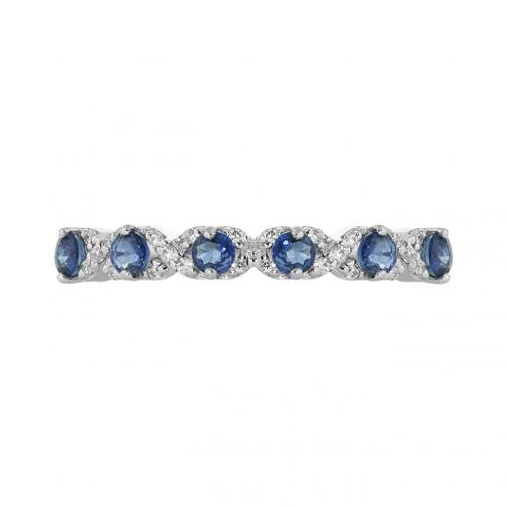 10K White Gold Sapphire & Diamond Ring