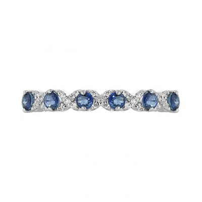 10K White Gold Sapphire & Diamond Ring